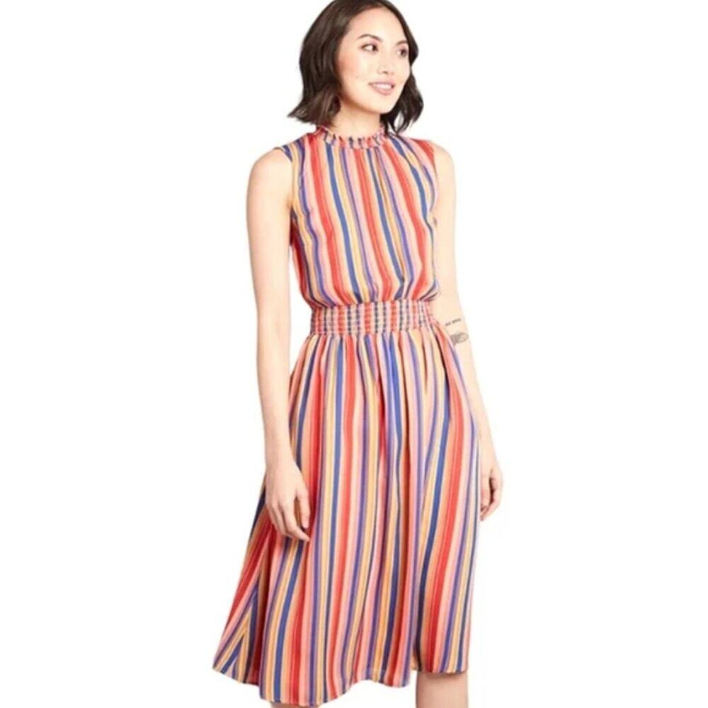 Modcloth Savor the Occasion Woven A-Line Dress Stripe - Picture 2 of 6